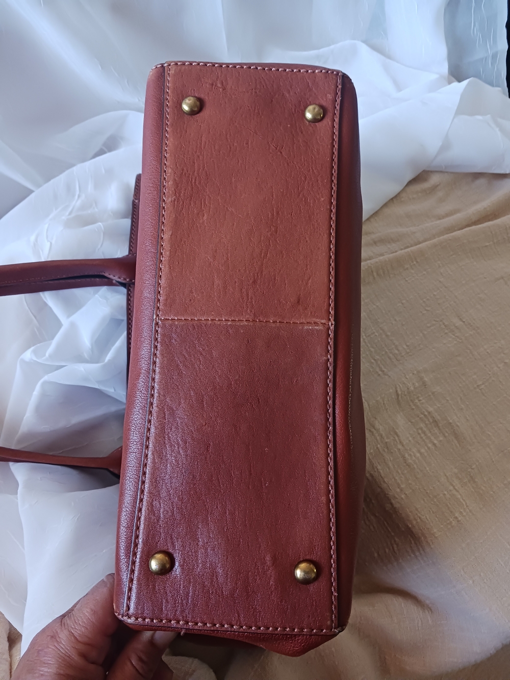 LAST CALL Frye Chestnut Brown Leather Satchel Tote - Picture 4 of 15